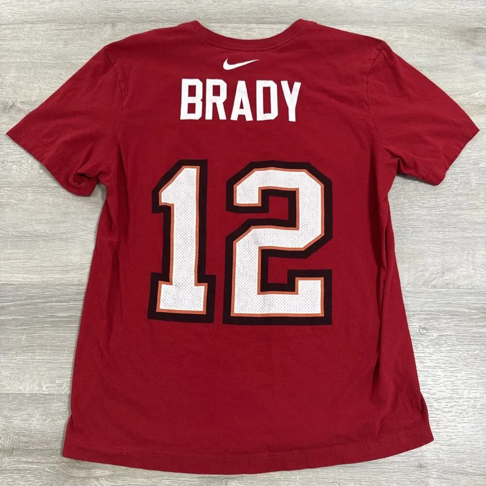 Tom Brady Shirt Tampa Bay Buccaneers Nike Men's Red Medium NFL #12 Cotton